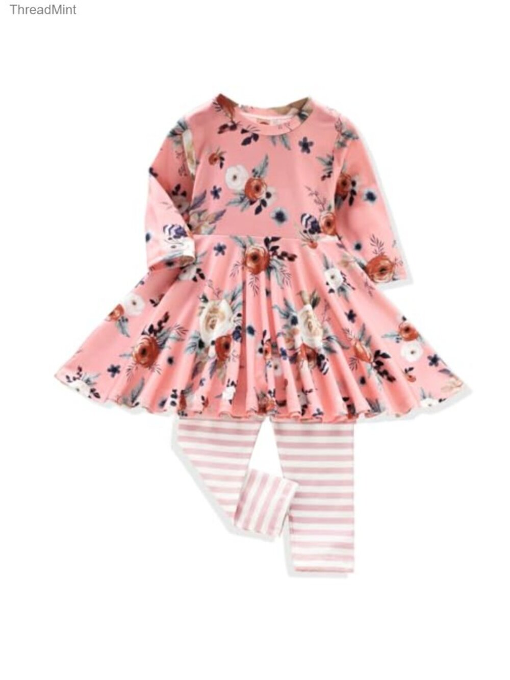 Toddler Girls Fall Ruffle Tunic & Leggings 2-Piece Outfit Set Cotton